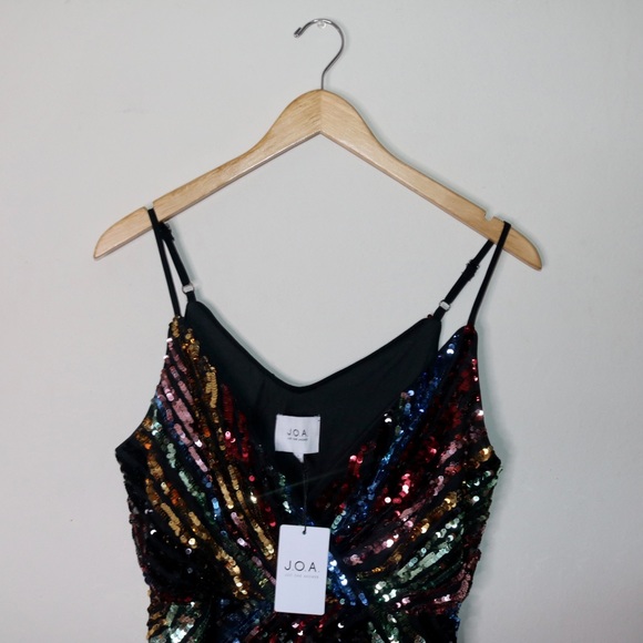 J.O.A. La Salle Multi Sequin Striped Sleeveless Midi Dress - Picture 5 of 11